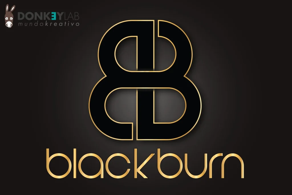 Logo aziendale Blackburn in oro su fondo scuro
