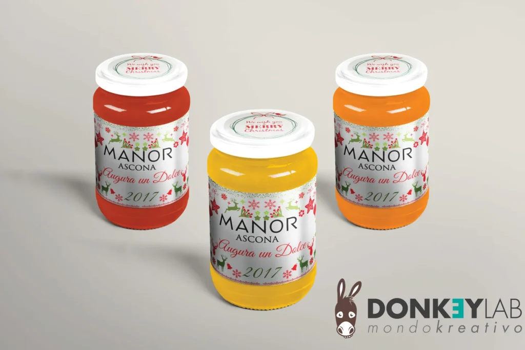 Etichette natalizie personalizzate per i vasetti di marmellata Manor