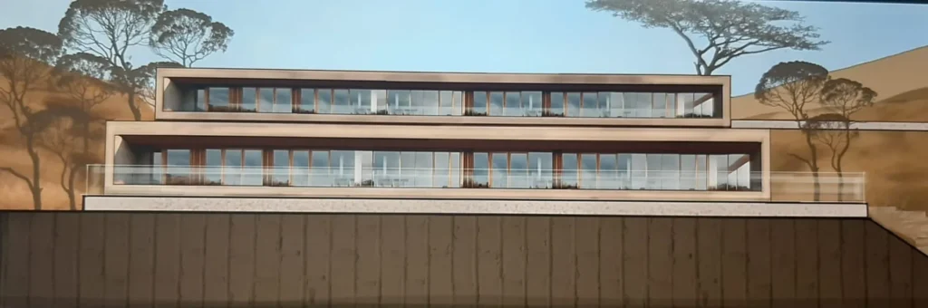 Bozza a mano per i render 3D architettonici della residenza per studenti di Los Realejos