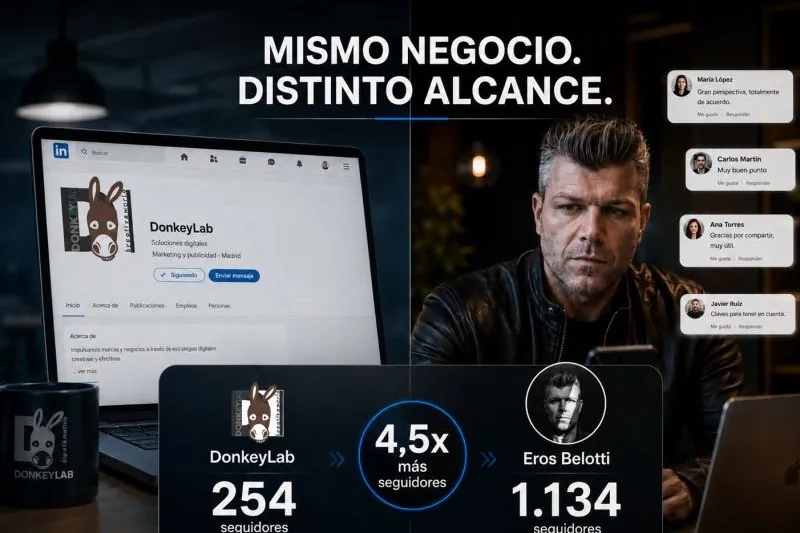 Profilo personale o pagina aziendale LinkedIn: 254 follower della pagina contro 1.134 del profilo di Eros Belotti