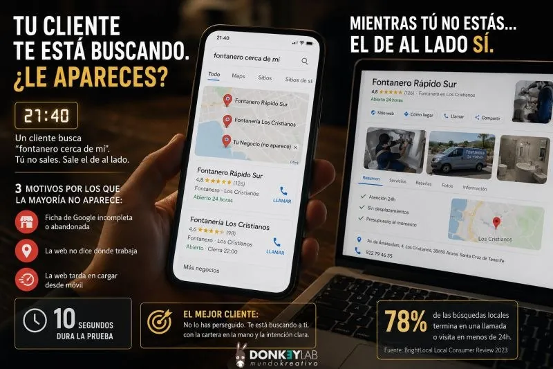 SEO locale a Tenerife: la ricerca «fontanero cerca de mí» e le tre ragioni per cui non compari